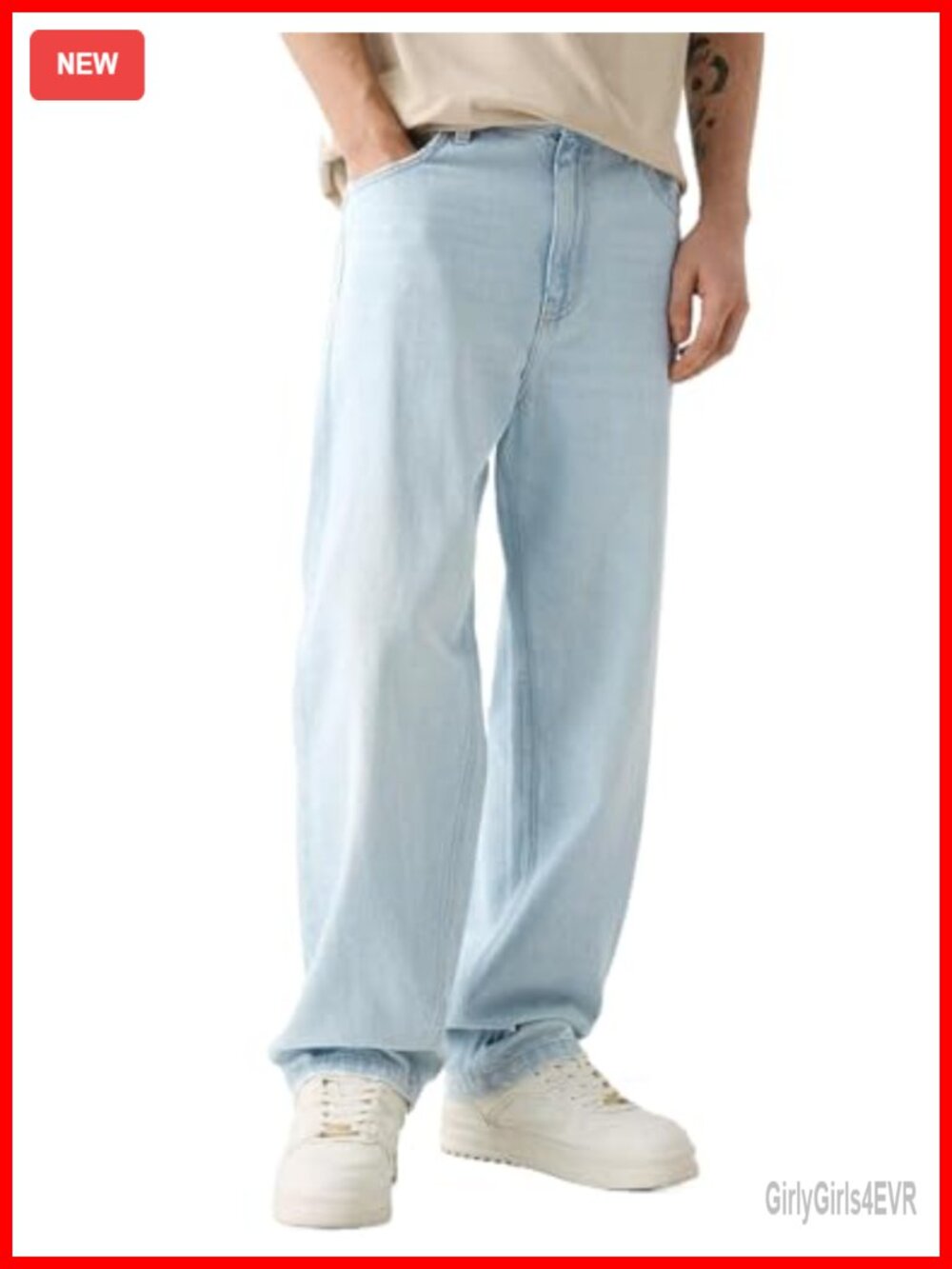 Men's Loose Fit Straight Leg Cotton Blend Denim Jeans Skater Streetwear Pants